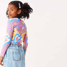 Load image into Gallery viewer, Marble Heart Print Ribbed Long Sleeve Top (3-12yrs)
