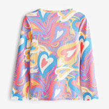Load image into Gallery viewer, Marble Heart Print Ribbed Long Sleeve Top (3-12yrs)
