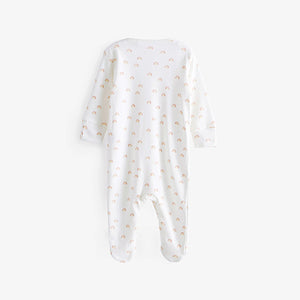 Cream 4 Pack Baby Printed Sleepsuits (0mth-12mths)