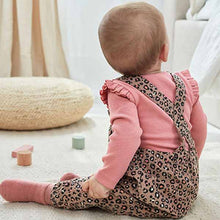 Load image into Gallery viewer, Leopard Print Cord Baby Dungarees And Bodysuit (0mths-18mths)
