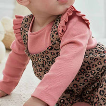 Load image into Gallery viewer, Leopard Print Cord Baby Dungarees And Bodysuit (0mths-18mths)

