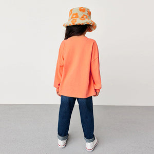 Orange Long Sleeve Sequin Smile Top (3-12yrs)