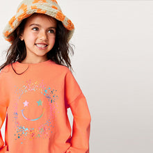 Load image into Gallery viewer, Orange Long Sleeve Sequin Smile Top (3-12yrs)
