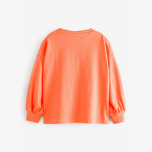 Orange Long Sleeve Sequin Smile Top (3-12yrs)