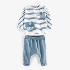Blue Elephant 2 Piece Baby T-Shirt And Leggings Set (0mth-18mths)