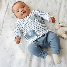 Load image into Gallery viewer, Blue Elephant 2 Piece Baby T-Shirt And Leggings Set (0mth-18mths)
