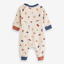 Load image into Gallery viewer, Cream Print  Baby Brushed Back Sweat Rompersuit (0mth-18mths)
