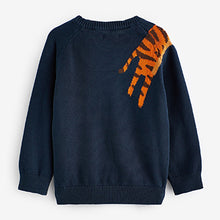 Load image into Gallery viewer, Navy Blue Safari Character Jumper (3mths-5yrs)
