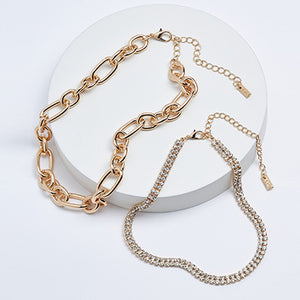 Gold Tone Cupchain And Chunky Chain Choker Necklaces 2 Pack