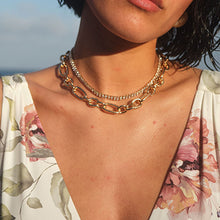 Load image into Gallery viewer, Gold Tone Cupchain And Chunky Chain Choker Necklaces 2 Pack
