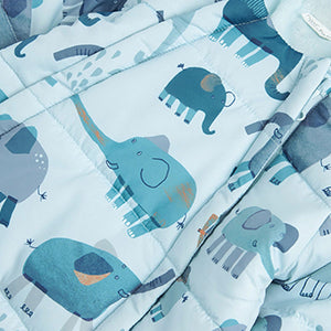 Blue Elephant Print Baby All-In-One Pramsuit (0mths-18mths)
