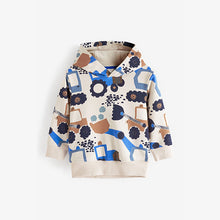 Load image into Gallery viewer, White/Blue Digger Long Sleeve Jersey Hoodie (3mths-5yrs)
