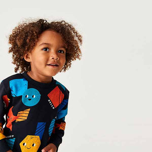 Black Shapes All-Over Print Jersey Sweatshirt And Joggers Set (3mths-5yrs)