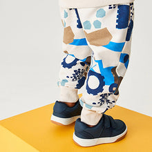 Load image into Gallery viewer, White/Blue Digger Jersey Joggers (3mths-5yrs)
