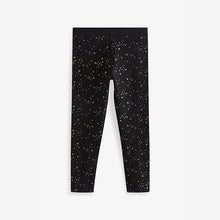Load image into Gallery viewer, Black Gold Glitter Star Print Legging (3-12 yrs)
