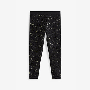 Black Gold Glitter Star Print Legging (3-12 yrs)