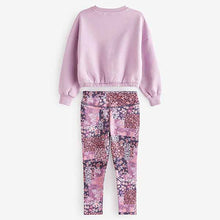 Load image into Gallery viewer, Lilac Purple/ Pink Pretty Floral Sweat Top And Sports Leggings Set (3-12yrs)
