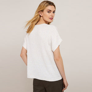 White Speckled Short Sleeve T-Shirt