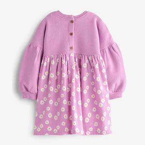 Purple Daisy Cord Printed Raglan Dress (3mths-6yrs)