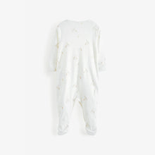 Load image into Gallery viewer, Delicate White 4 Pack Baby Printed Sleepsuits (0mth-12mths)
