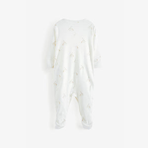 Delicate White 4 Pack Baby Printed Sleepsuits (0mth-12mths)