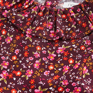 Dark Pink Floral Printed Dress (3-12yrs)