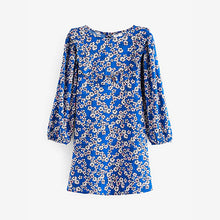 Load image into Gallery viewer, Cobalt Blue Floral Printed Dress (3-12yrs)
