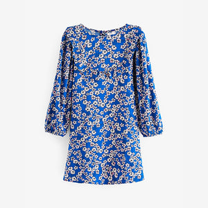 Cobalt Blue Floral Printed Dress (3-12yrs)