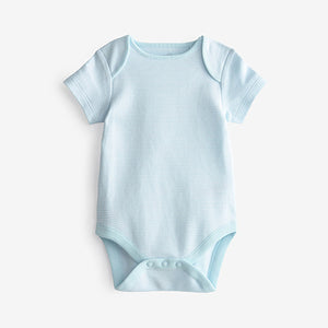 Blue/White Elephant 4 Pack Short Sleeve Baby Bodysuits (0mth-18mths)