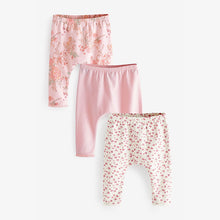 Load image into Gallery viewer, Pink Floral 3 Pack Baby Leggings (0mth-18mths)
