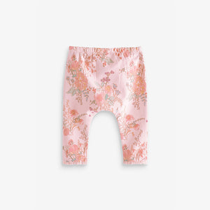 Pink Floral 3 Pack Baby Leggings (0mth-18mths)