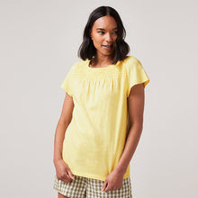 Load image into Gallery viewer, Lemon Yellow Smock Neck Short Sleeve Top
