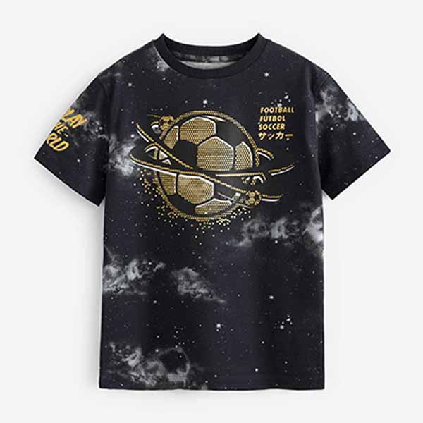 Charcoal Grey Football Short Sleeve Graphic T-Shirt (3-12yrs)