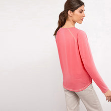 Load image into Gallery viewer, Coral Pink Salcombe Graphic Raglan Long Sleeve Top
