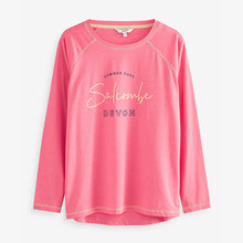 Load image into Gallery viewer, Coral Pink Salcombe Graphic Raglan Long Sleeve Top
