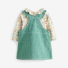 Load image into Gallery viewer, Green 2 Piece Baby Pinafore Dress And Bodysuit Set (0mths-18mths)
