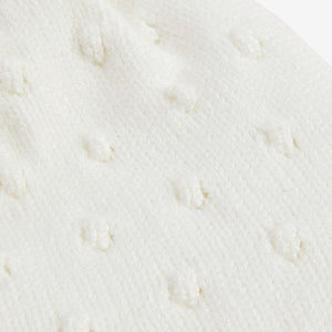 White Lightweight Knitted Pom Pom Hat (3mths-6yrs)
