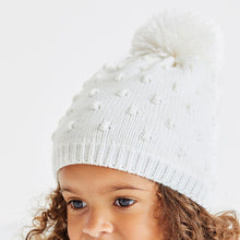 Load image into Gallery viewer, White Lightweight Knitted Pom Pom Hat (3mths-6yrs)
