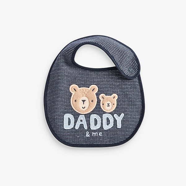 Navy Blue Bear Daddy Baby Bib