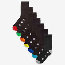 Load image into Gallery viewer, Black Football Cotton Rich Cushioned Socks 7 Pack (Older Boys)
