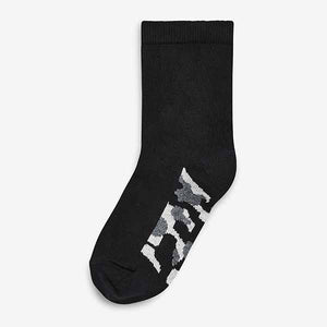 Black Camouflage Footbed 7 Pack Cotton Rich Socks (Older Boys)