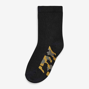 Black Camouflage Footbed 7 Pack Cotton Rich Socks (Older Boys)