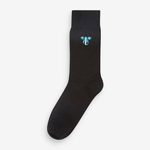 Load image into Gallery viewer, 5 Pack Black Bright Animal Embroidered Socks
