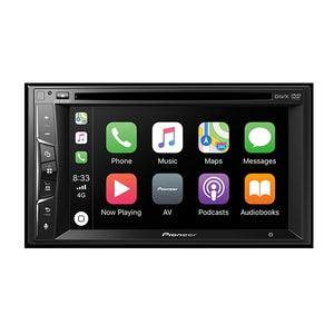 In-Dash Double-DIN DVD Multimedia AV Receiver with 6.2" WVGA Touchscreen Display, Apple CarPlay, WebLink, Built-in Bluetooth and Full HD Video Playback from USB Device
