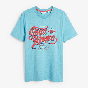 Turquoise "Santa Monica Graphic" Regular Fit T-Shirt - Allsport