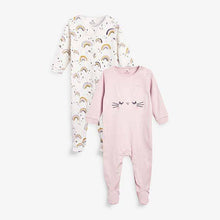 Load image into Gallery viewer, Lilac 2 Pack Bunny Rainbow Sleepsuits (0mths-18mths) - Allsport
