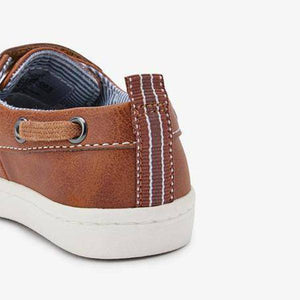 Tan Strap Touch Fastening Boat Shoes (Younger) - Allsport