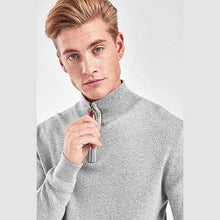 Load image into Gallery viewer, Light Grey Cotton Premium Zip Neck Jumper - Allsport
