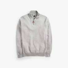 Load image into Gallery viewer, Light Grey Cotton Premium Zip Neck Jumper - Allsport
