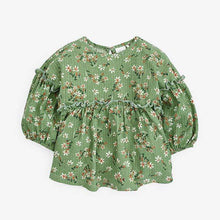 Load image into Gallery viewer, Green Floral Tunic Top (3mths-6yrs) - Allsport

